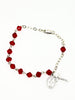 Red Ruby Rundell Crystal Rosary Bracelet 6MM - Unique Catholic Gifts
