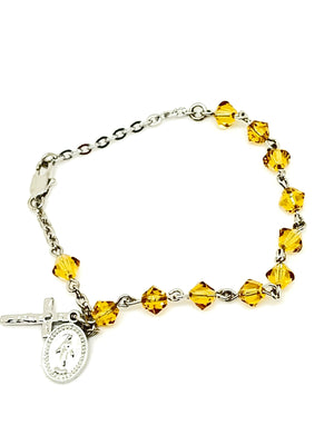 Topaz Crystal  Rosary Bracelet 7MM - Unique Catholic Gifts