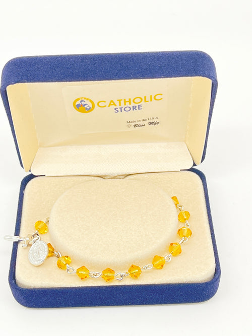 Topaz Crystal  Rosary Bracelet 7MM - Unique Catholic Gifts