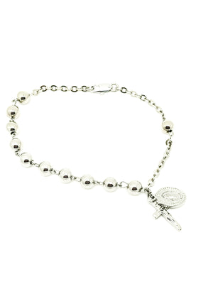 Silver Plated Rosary Bracelet  6MM - Unique Catholic Gifts