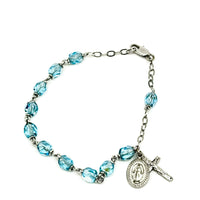 Light Aqua Crystal Rosary Bracelet 6MM - Unique Catholic Gifts