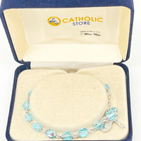 Light Aqua Crystal Rosary Bracelet 6MM - Unique Catholic Gifts