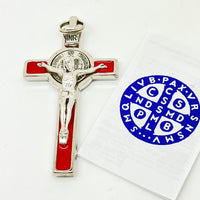 Red Enamel St. Benedict Crucifix (3") - Unique Catholic Gifts