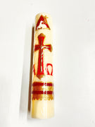 Alpha Omega Pascual Carved Candle Cirio Candle Beeswax (16" x 3 1/2") Carved - Unique Catholic Gifts