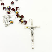 Ruby Double Capped Crystal Glass Rosary 7MM - Unique Catholic Gifts