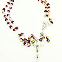 Ruby Double Capped Crystal Glass Rosary 7MM - Unique Catholic Gifts