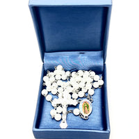 Our Lady of Guadalupe White Pearl Rosary 7mm - Unique Catholic Gifts