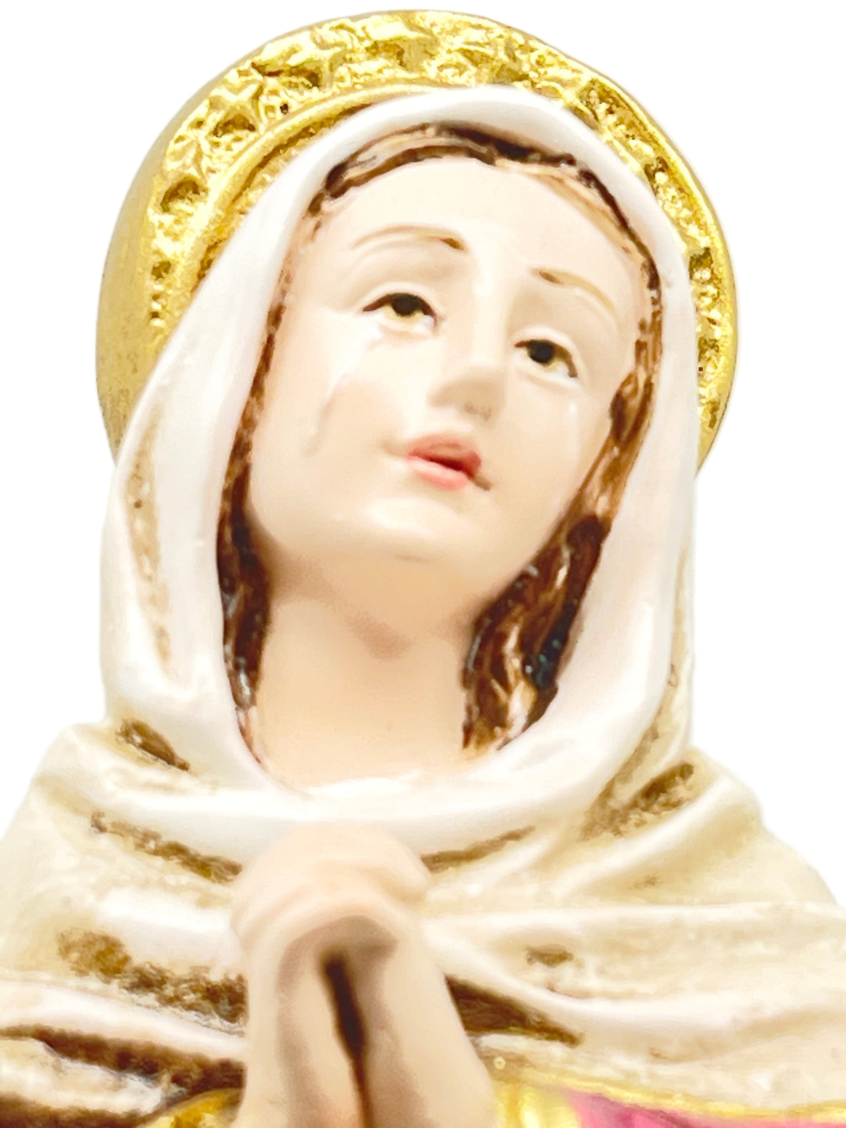 Our Lady of Sorrows Statue Hand Painted (9") Red - Unique Catholic Gifts