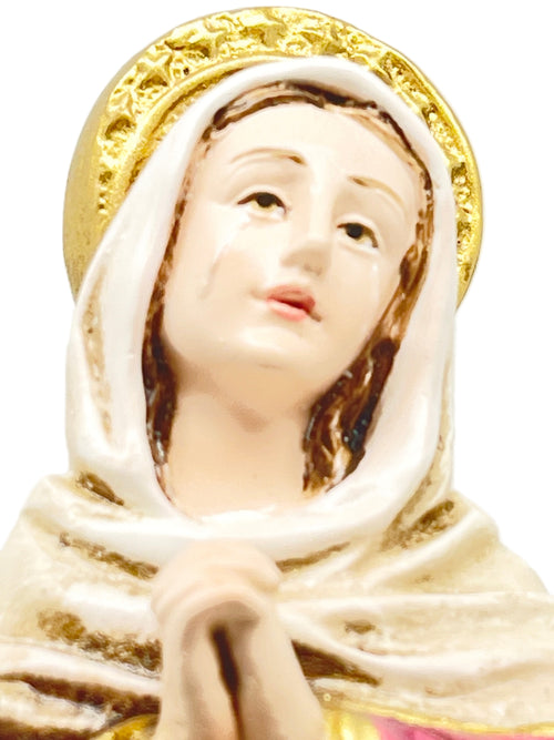 Our Lady of Sorrows Statue Hand Painted (9") Red - Unique Catholic Gifts