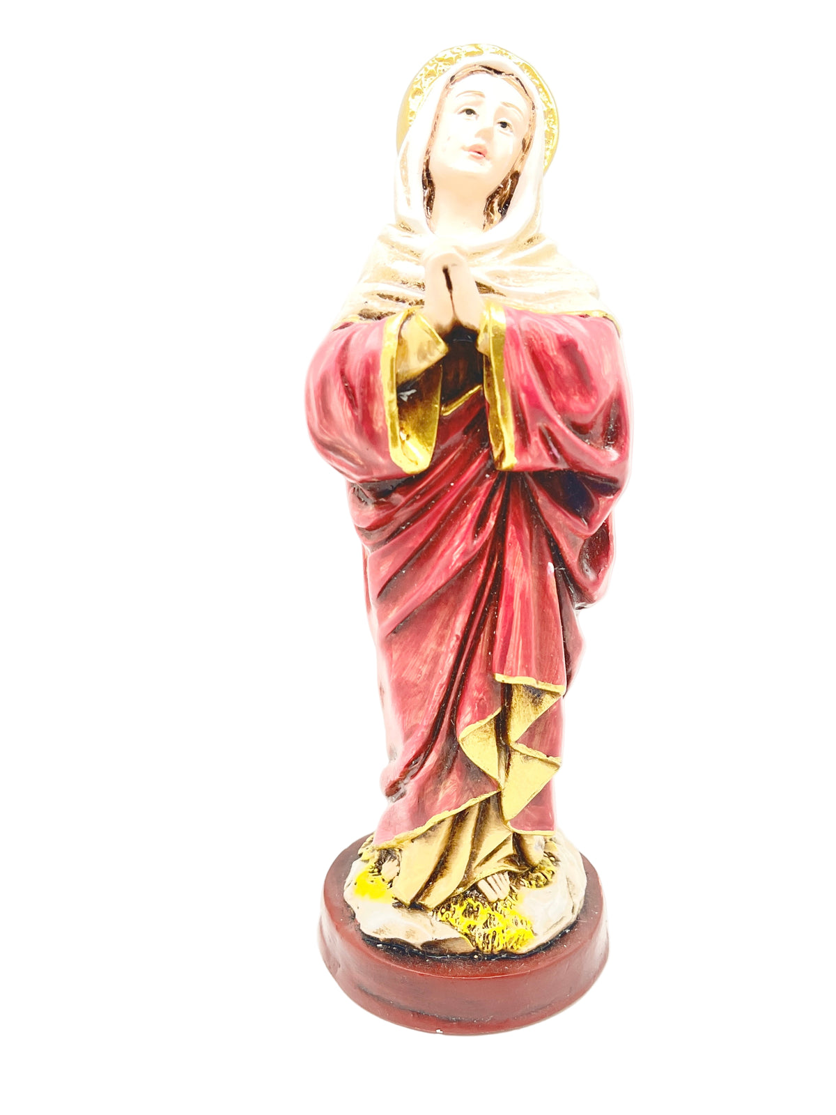 Our Lady of Sorrows Statue Hand Painted (9") Red - Unique Catholic Gifts