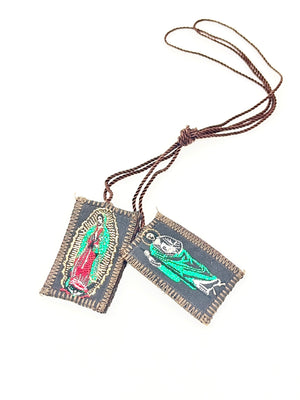 Our of Guadalupe and St. Jude  Escapulario Brown Scapular - Unique Catholic Gifts
