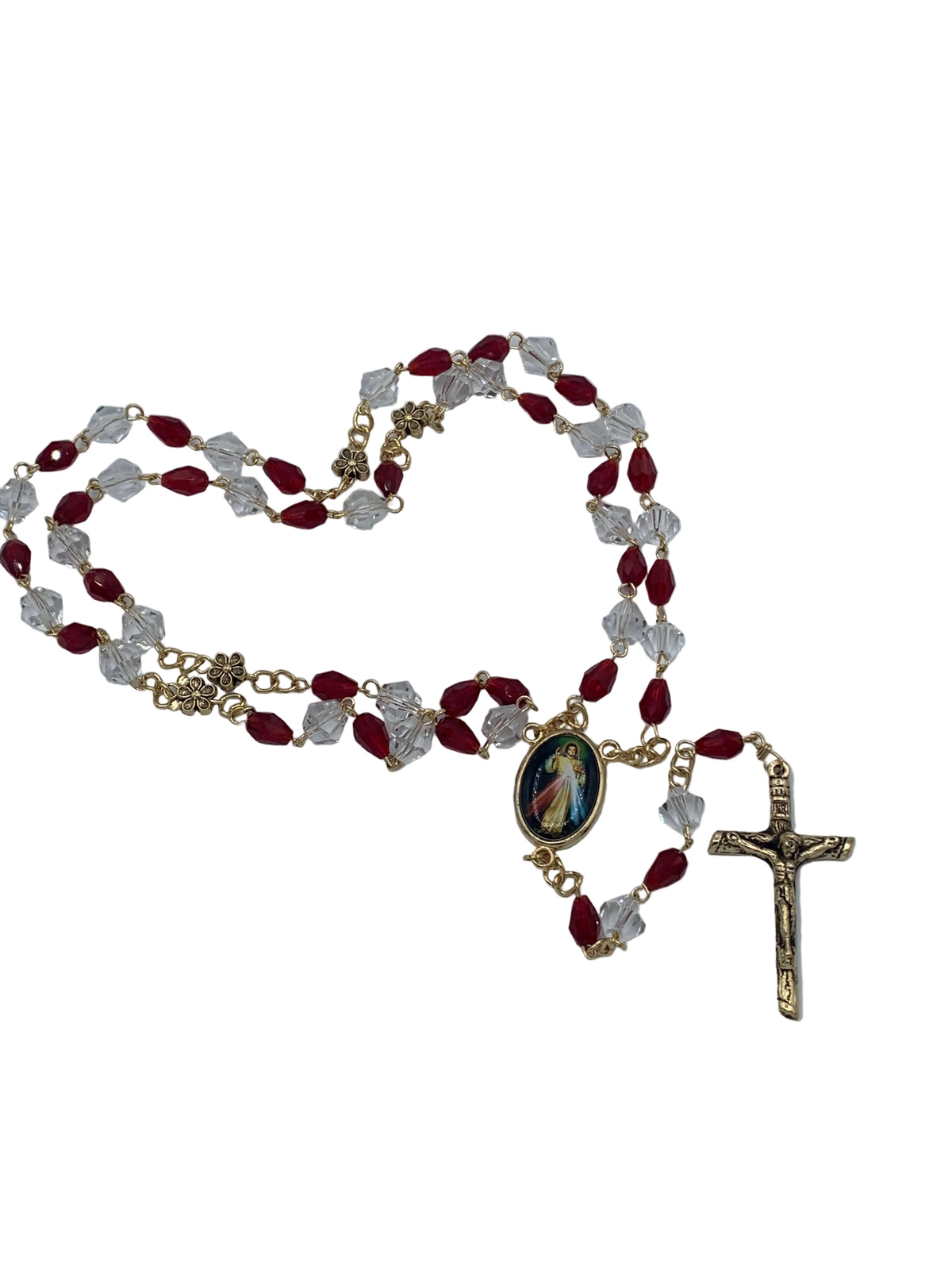 Divine Mercy Crystal Rosary Gold