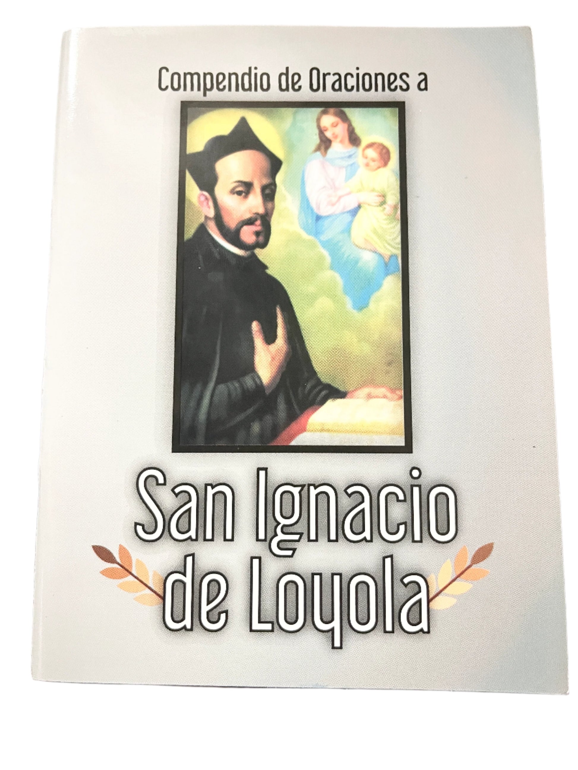 Prayer book titled Compendio de Oraciones a San Ignacio de Loyola with religious illustration, 48 pages.