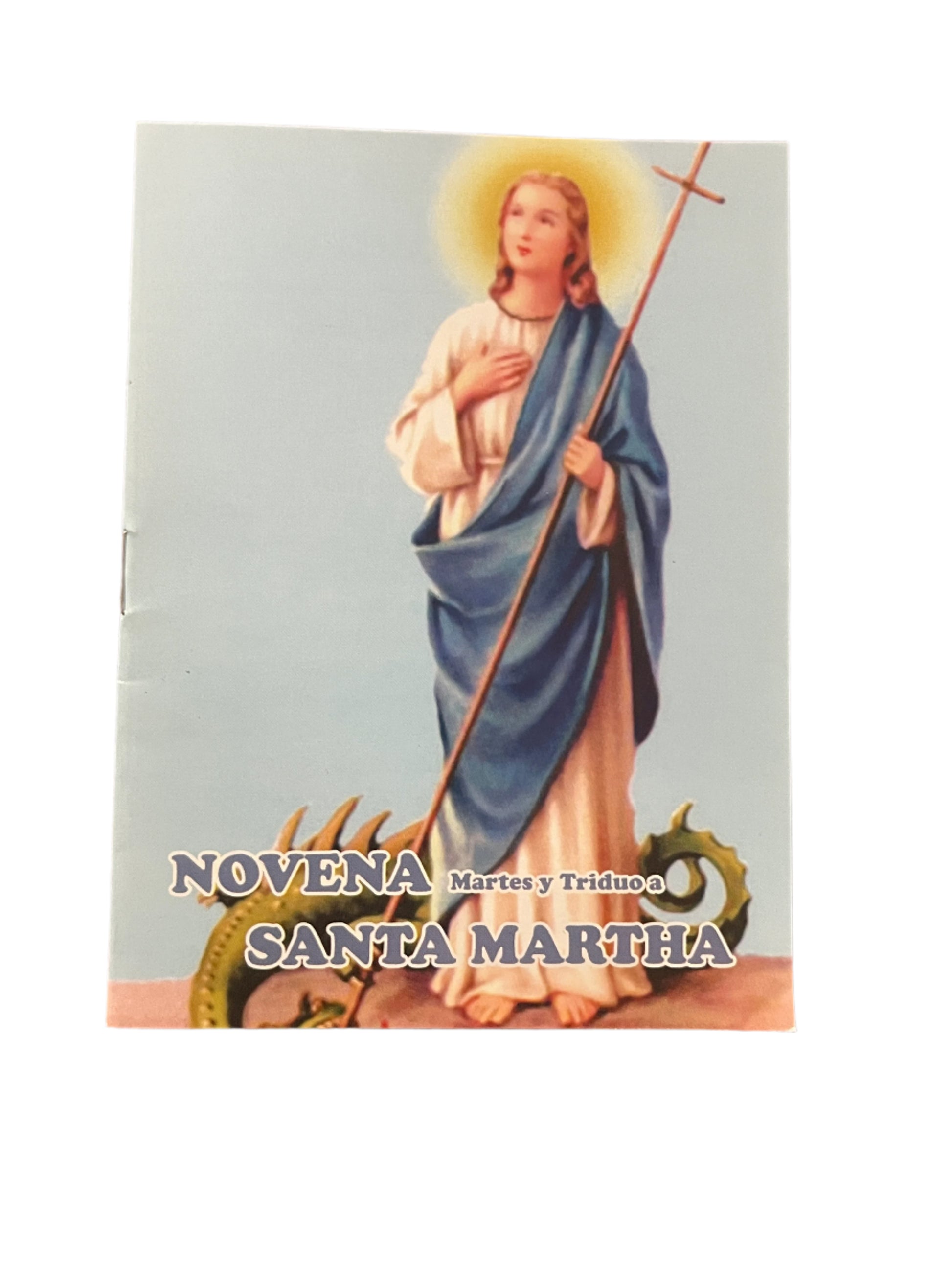 Novena in Honor of Saint Martha booklet with religious illustration and devotional prayers for Tuesday and Triduum observance