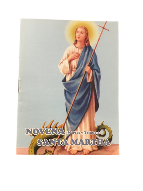Novena in Honor of Saint Martha booklet with religious illustration and devotional prayers for Tuesday and Triduum observance