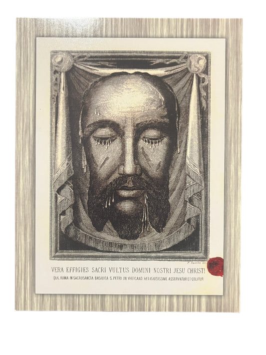 5 1/2" x 4 1/4" prayer card of the Holy Face of Jesus from Pope Saint Pius X relic print, vintage style
