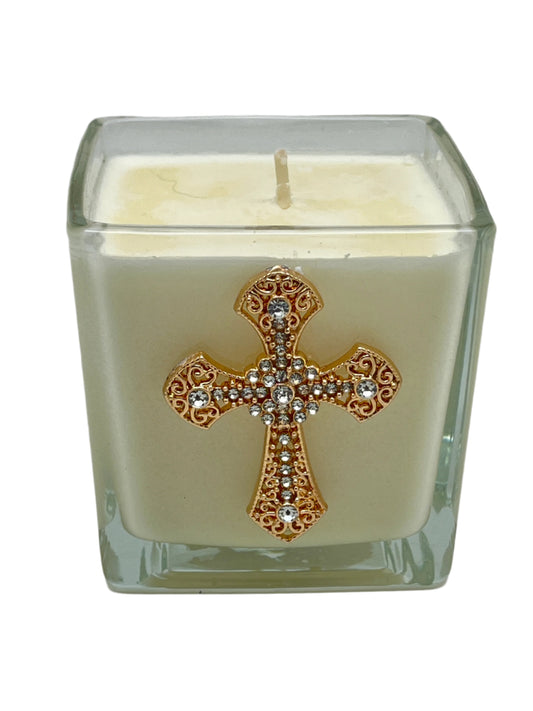 Covenant Single Wick Gold Jeweled Cross Candle