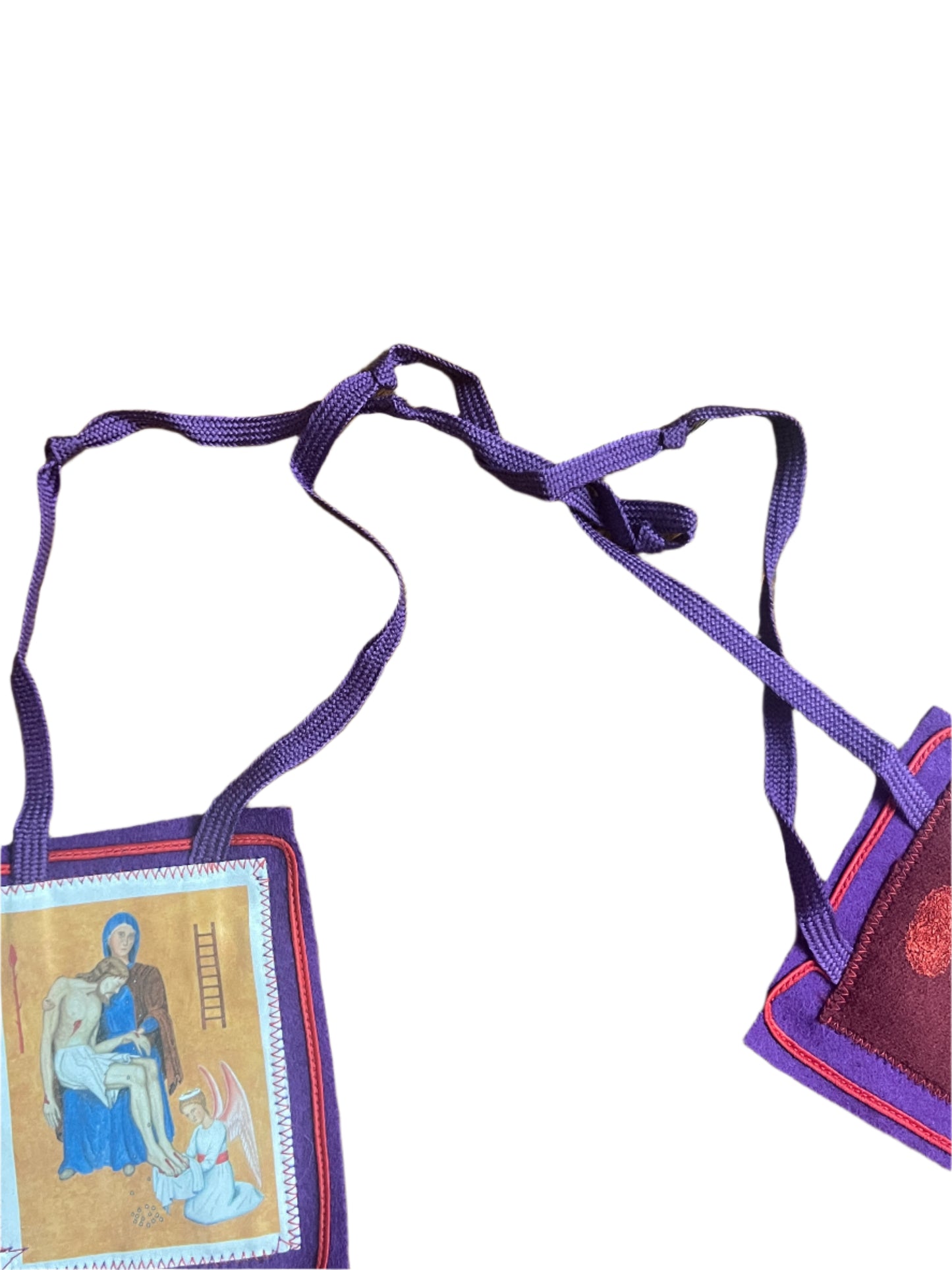 Purple scapular for protection\