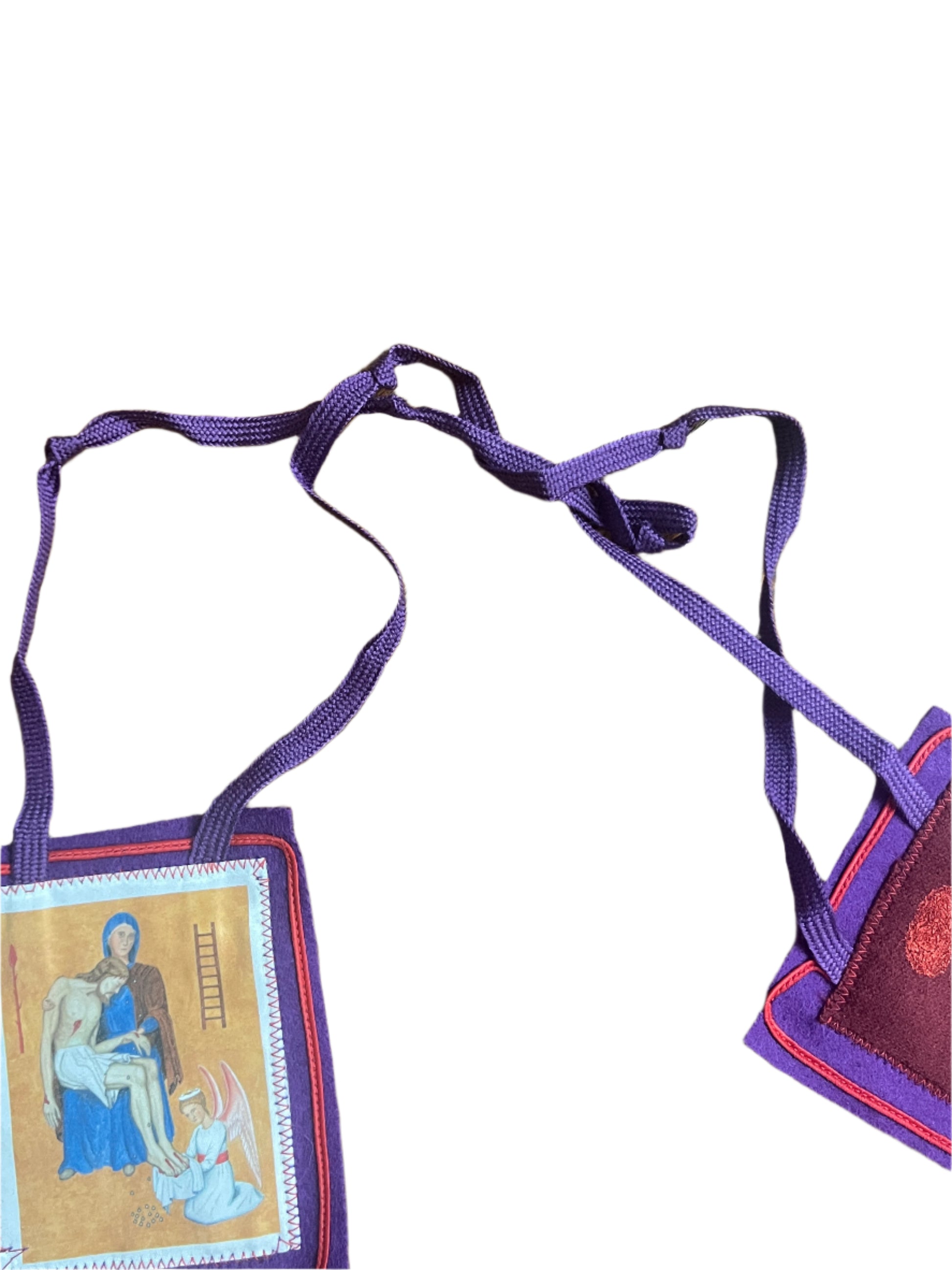 Purple scapular for protection\