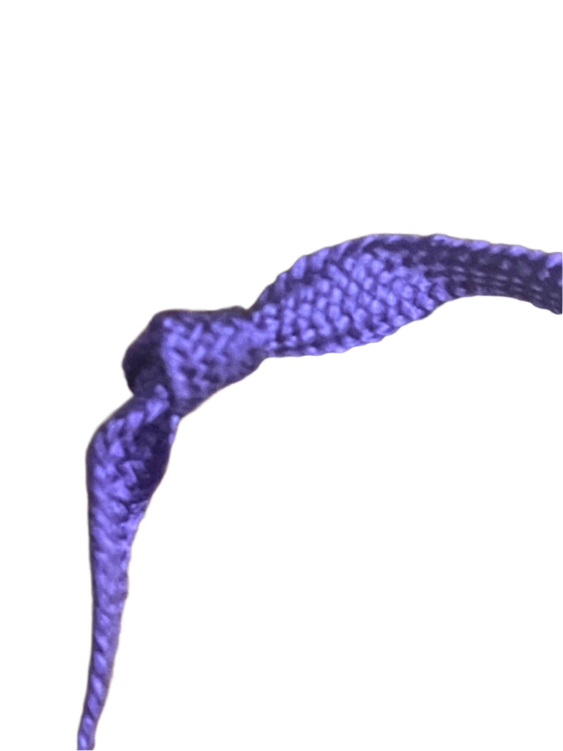 Close-up of large purple scapular cord made in France, crafted following guidance from Our Blessed Mother to Marie-Julie Jahenny.