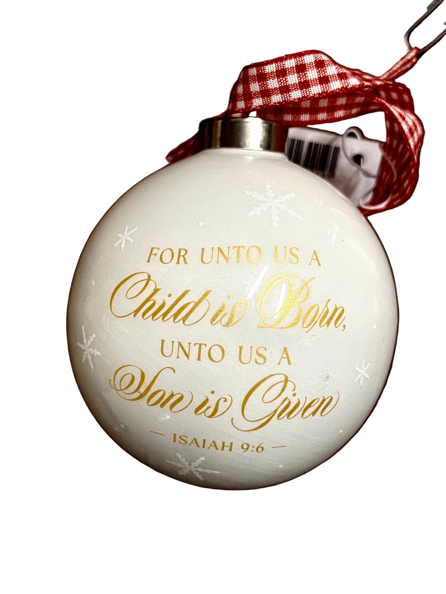 A Child is Born White Ceramic Christmas Ornament
