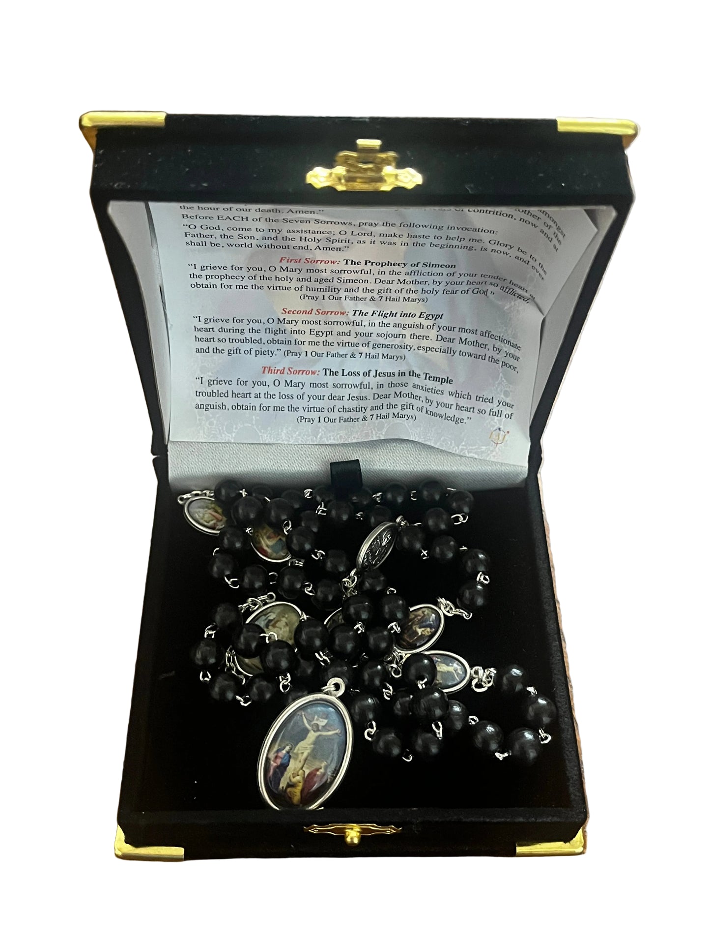 Deluxe Seven Sorrows Rosary Chaplet with Full-Color Images