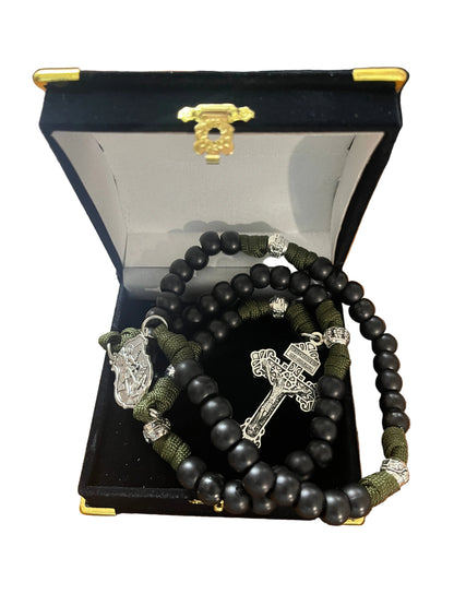St. Michael Paracord Spiritual Warfare Rosary Black and Olive