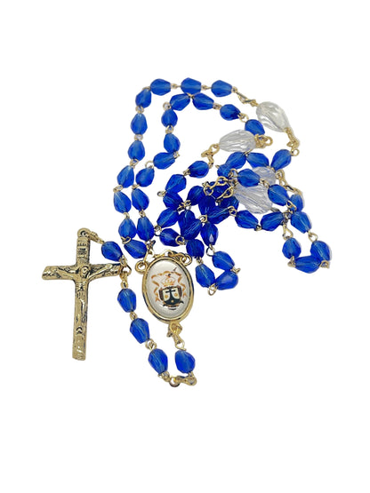 Our Lady of Mt. Carmel Blue Crystal Rosary