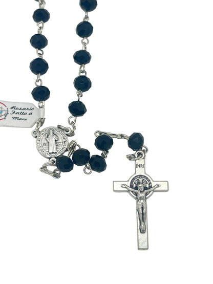 Black Italian Benedict Crystal Rosary