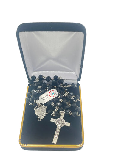 Black Italian Benedict Crystal Rosary