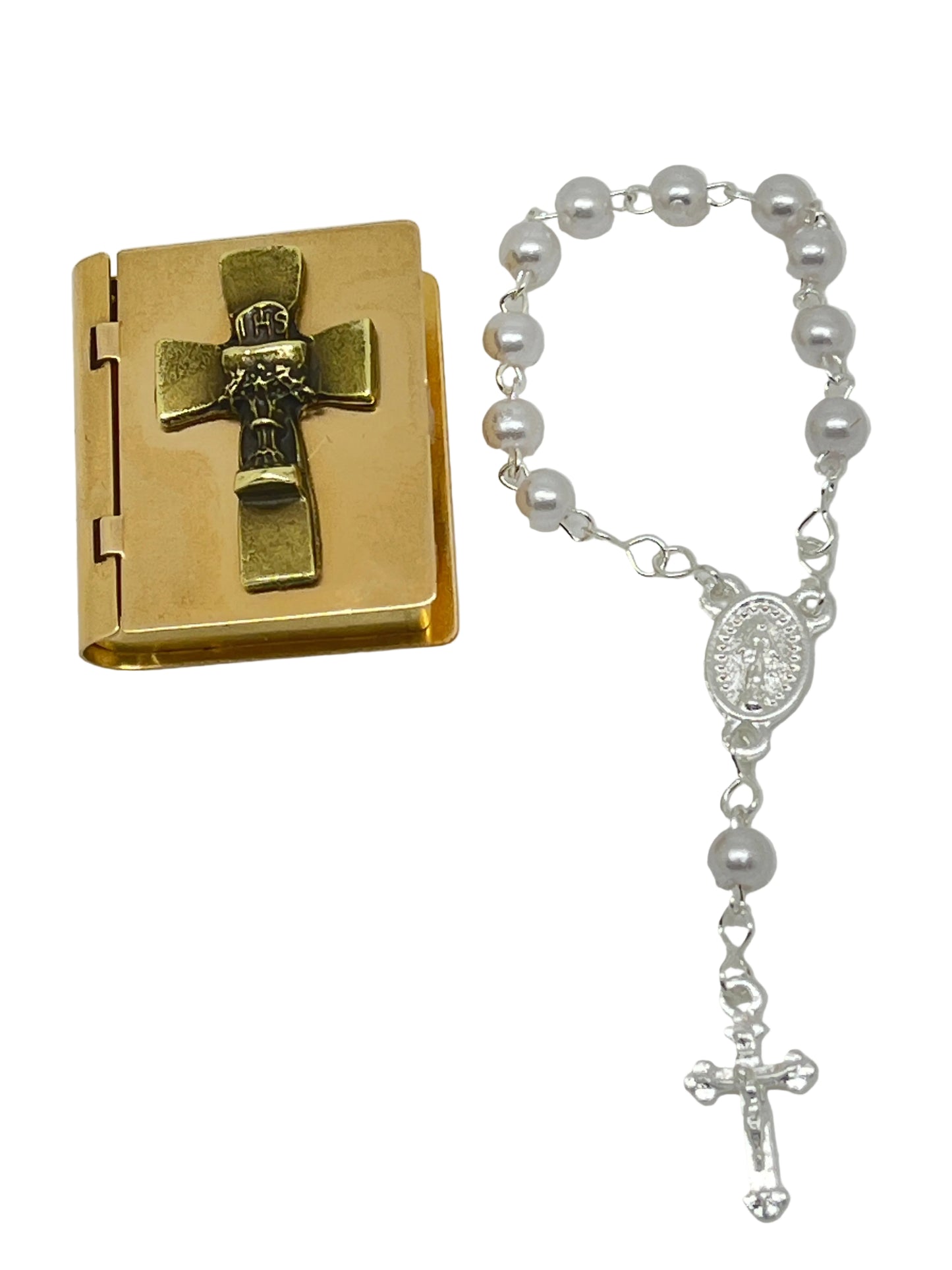 Vintage Chalice Box and Pearl Decade Rosary