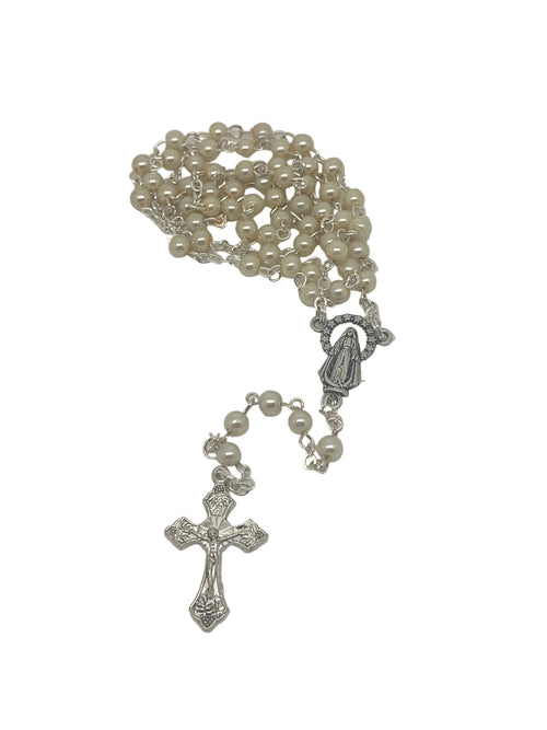 White Pearl Rosary 4mm
