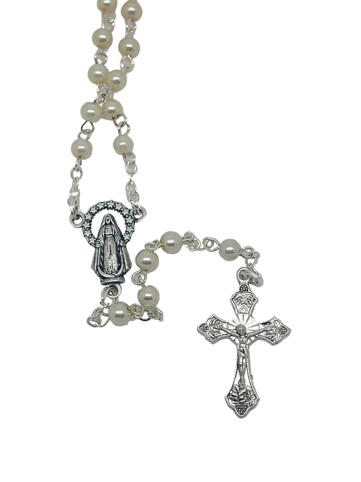 White Pearl Rosary 4mm