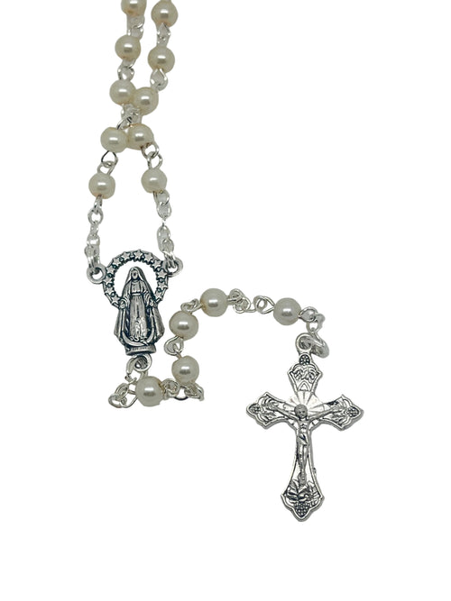 White Pearl Rosary 4mm