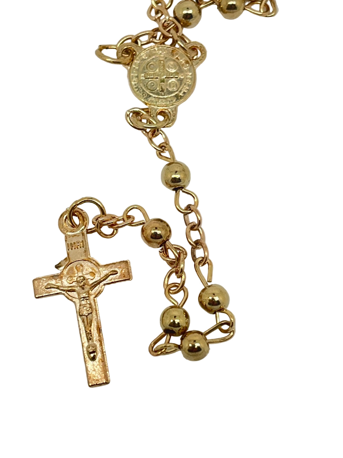 Gold Benedict Rosary in a Glass Bottle