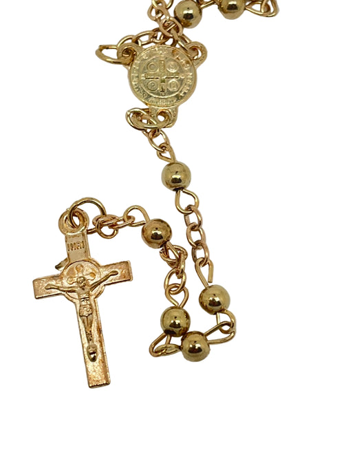 Gold Benedict Rosary in a Glass Bottle