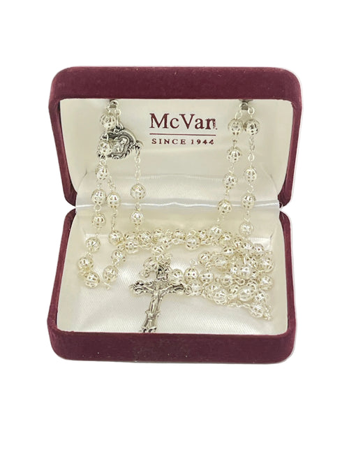 Silver Sacred Heart Filigree Rosary