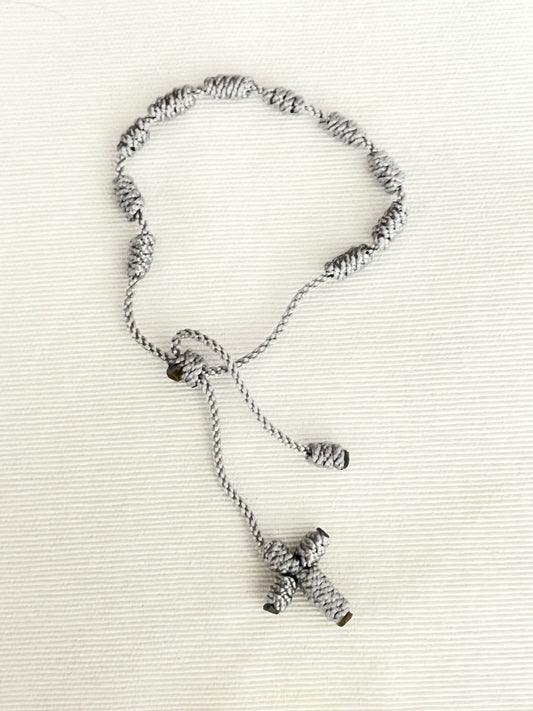Grey Knotted Cord Rosary