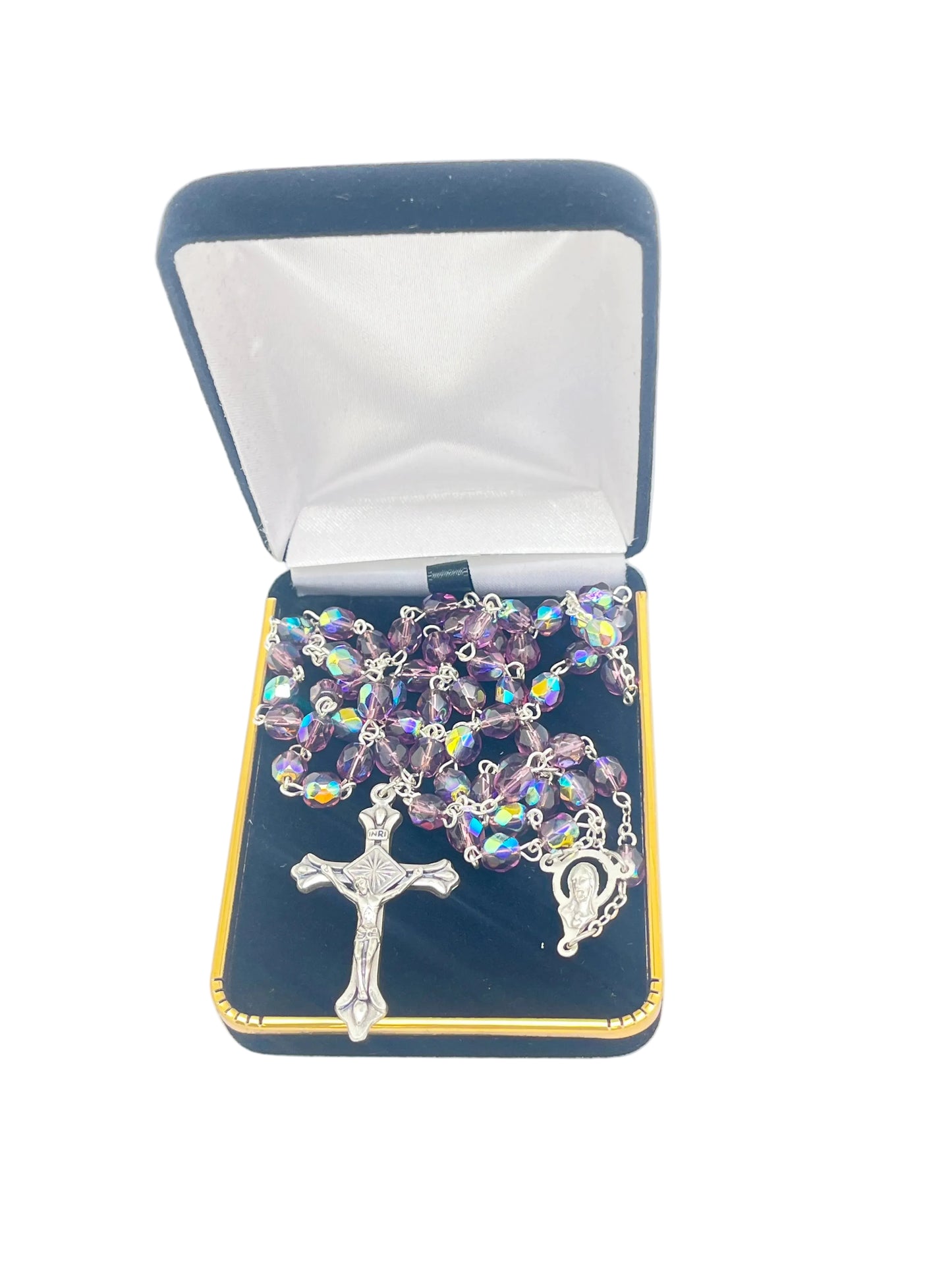 Amethyst Tin Cut Crystal Rosary
