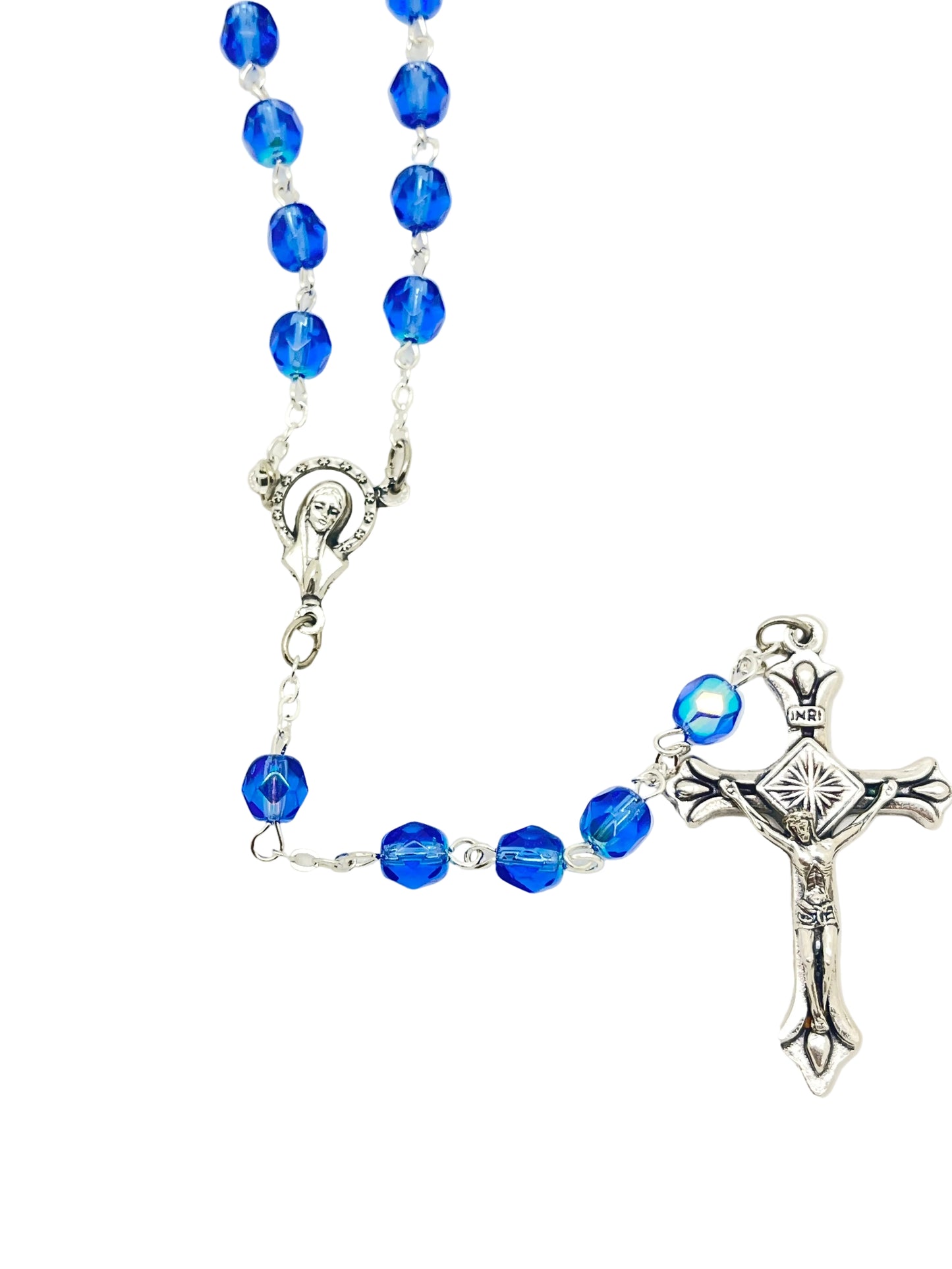 Dark Blue Crystal Rosary 6mm
