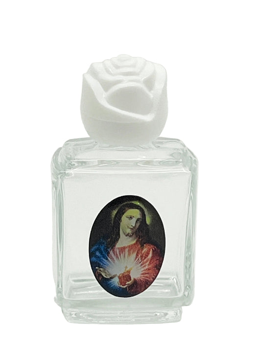 The Sacred Heart of Jesus Glass Small Holy Water Bottle