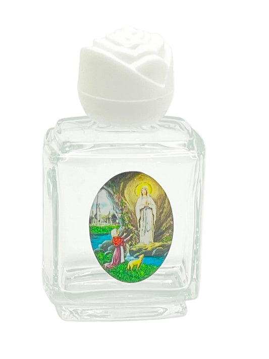 Our Lady of Lourdes Glass Holy Water Bottle 2"