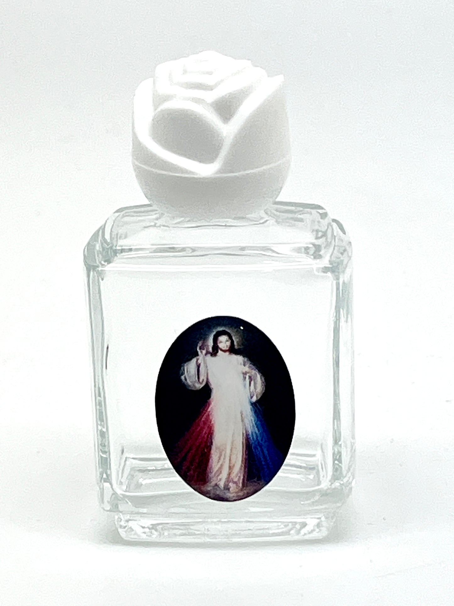Divine Mercy Glass Holy Water Bottle 2"