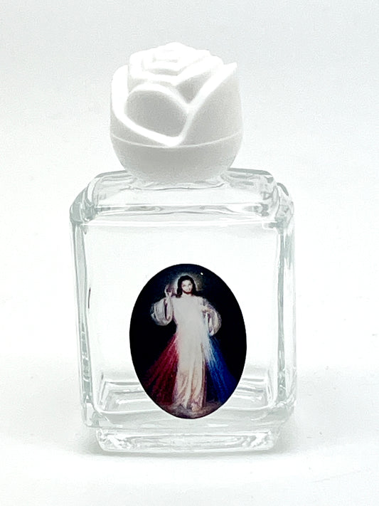 Divine Mercy Glass Holy Water Bottle 2"