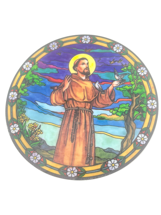 St. Francis Catholic Stained Glass Sticker Suncatcher