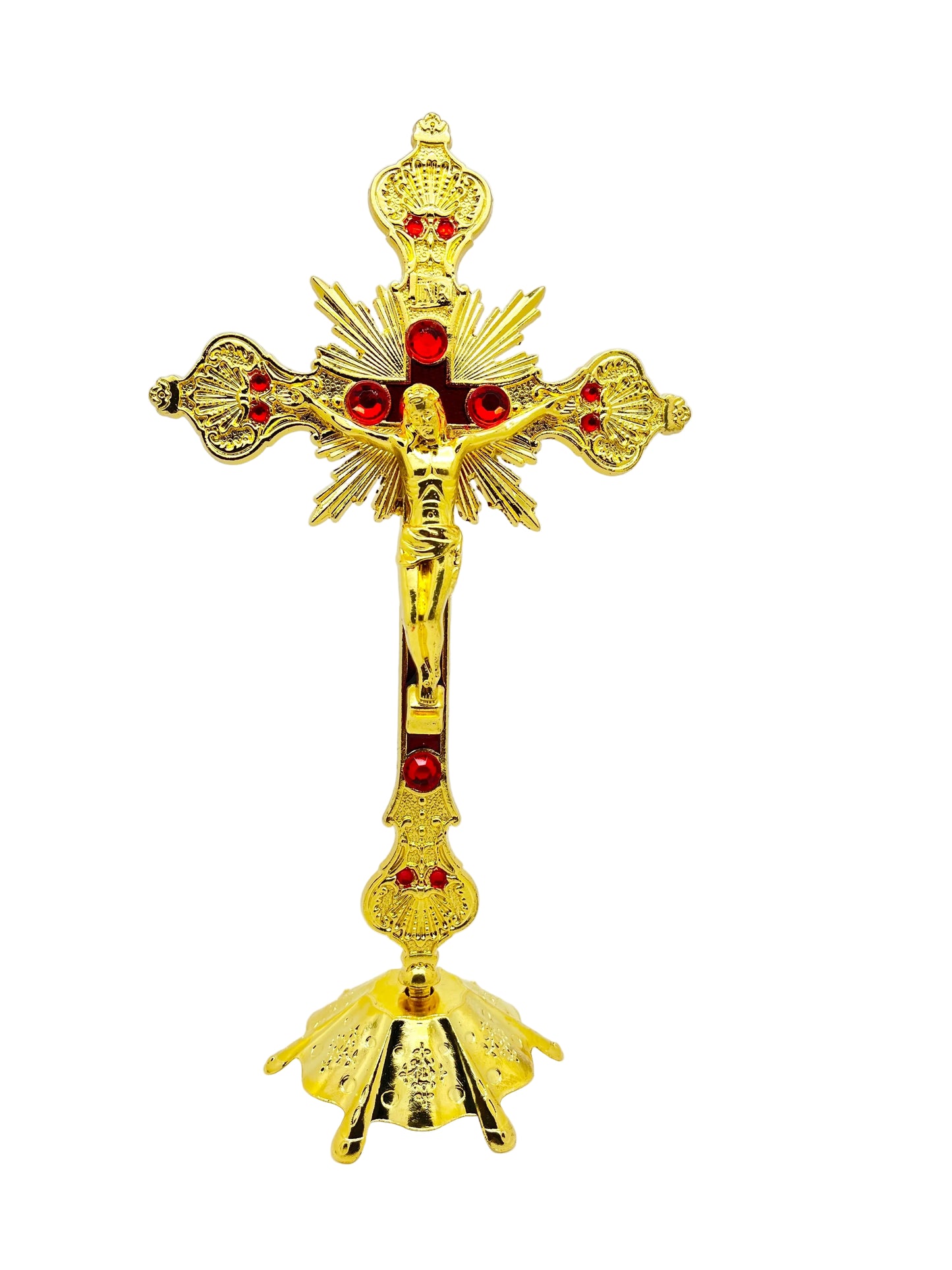 Gold and Red Standing Crucifix 9 1/2"