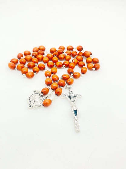 Pope John Paul II Natural Wood Rosary