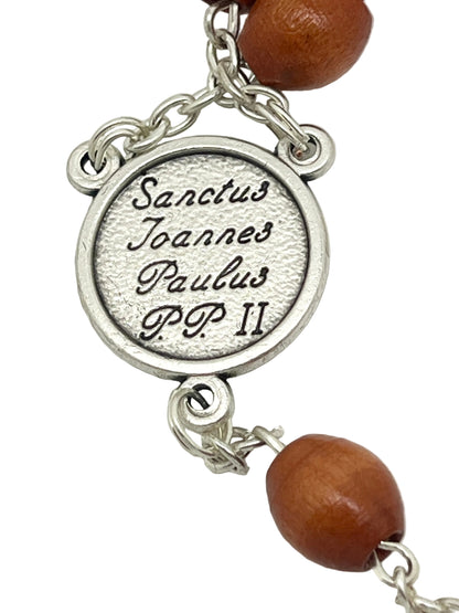Pope John Paul II Natural Wood Rosary