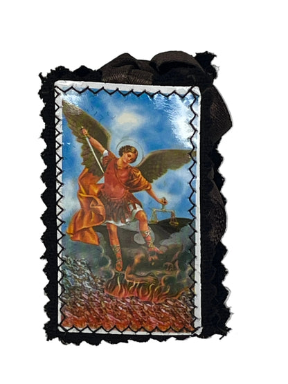 St. Michael and The Sacred Heart Brown Scapular 3"