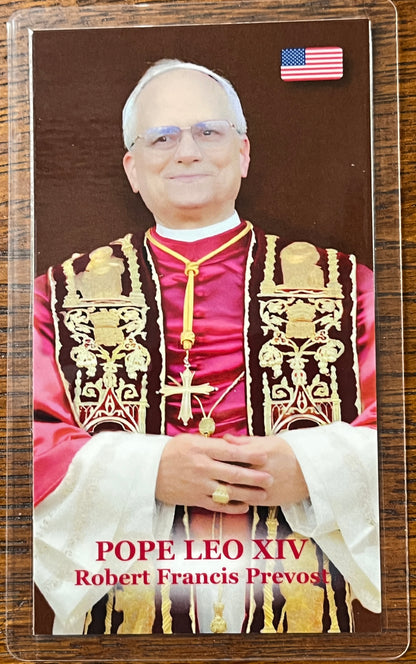 Pope Leo XIV Holy Card Laminated
